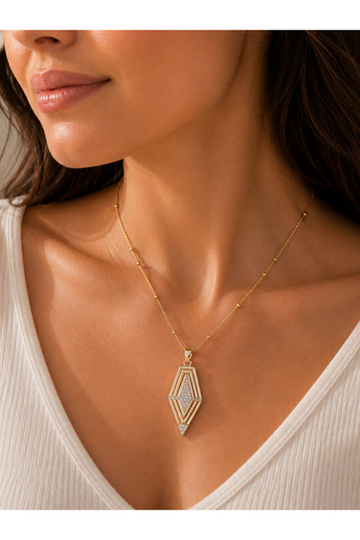 coco shopier 316L Steel Gold Color Zircon Stone Vintage Model Women's Necklace