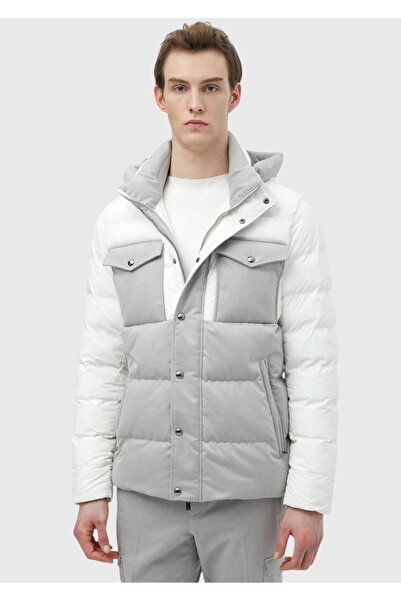 Ramsey Beyaz Regular Fit Kapüşonlu Casual Dokuma Mont