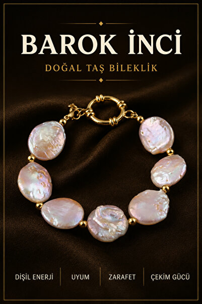 Genel Markalar Barok Inci Doğal Taş Bileklik (3 cm Uzatma Ile Birlikte) - 20-...