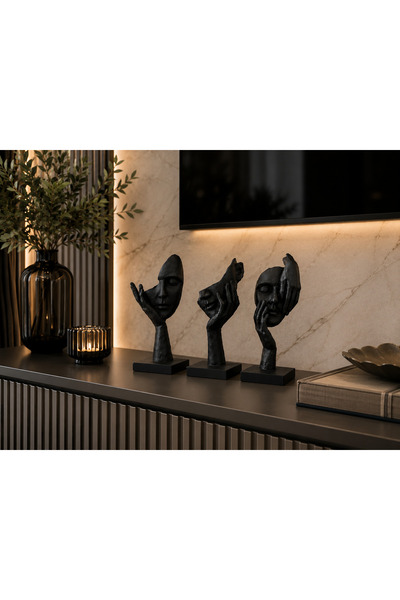 Doremcy Dekoratif El Detaylı 3’lü Biblo Seti – Modern & Minimalist Tasarım