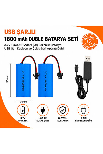 MAMSHOP 1 Adet şarj Kablosu 2 adet 3.7 volt 1800 mah Kumandalı araba pili 145...