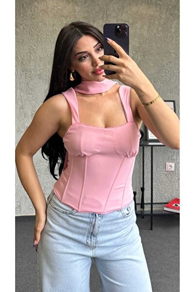 Lovely butik Γυναικεία Μπλούζα Κορσέ με Φουλάρι Premium