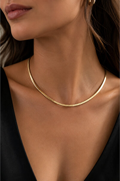 Sevil Gülgün Atelier 14K Altın Kaplama Kadın Kolye - Modern Taşlı Choker Gerd...