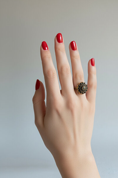 FUYA JEWELLERY Taşlı Çiçek Motif Yüzük