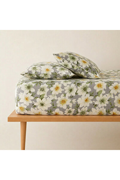 pınarhome collectıon 100% Cotton Fabric Fitted Sheet+Pillowcase Corner Depth ...