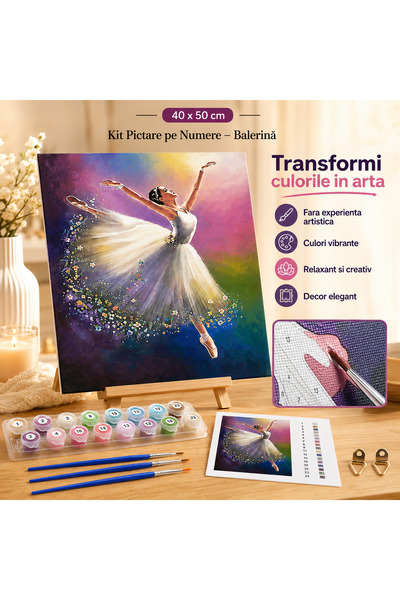 iTin Kit pictura pe numere pentru adulti, set DIY creativ, panza imprimata, v...