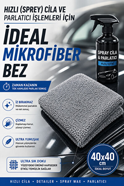 SİLVER HOME 3'lü Mikrofiber Oto Cila Ve Parlatma Bezi 40x40 cm 300 Kalite Lazer Kesim Ultra Soft ( Dikişsiz/Kenarsız )