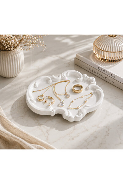 Aksesuar Kuşu Lace Patterned Decorative Jewelry Plate Home Decoration Product...