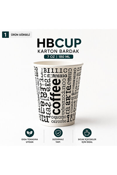 HB CUP 7 Oz Karton Bardak 3000 Adet Tek Kullanımlık Çay Kahve Bardağı