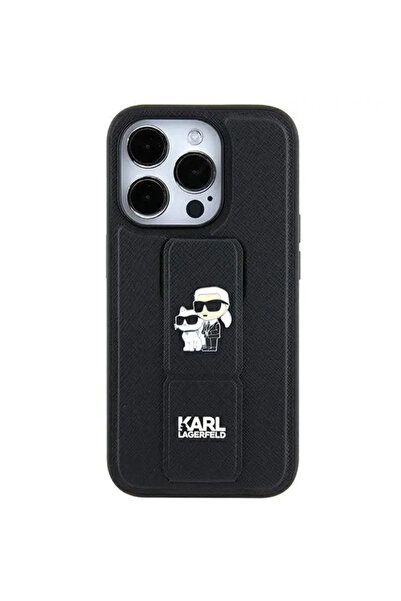 Karl Lagerfeld Gripstand Saffiano Karl &amp; Husă Choupette Pins pentru iPhon...