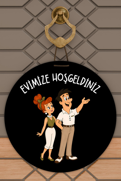 Dormot Dijital Baskı Siyah, Standart, Çakmaktaşlar Evimize Hoşgeldiniz Temalı...