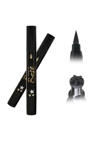 MAQYA KOZMETİK Double-Sided Floral Printed Eyeliner Pen with Template Gift Black Fine Tip