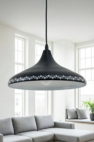 Marrien Nova Tulip Modern Tekli Siyah Metal Sarkıt (35 cm) Salon, Mutfak & Ca...