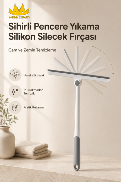 Miss Clean Sihirli Pencere Yıkama Silikon Silecek Fırçası Cam Ve Zemin Temizl...