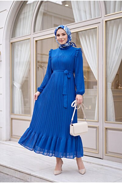 HİJABAYA önü Robalı Kolları Ve Bedeni Piliseli Elbise