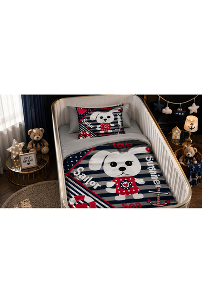 Fabeteks Love Sea Single Digital Baby Duvet Cover Set