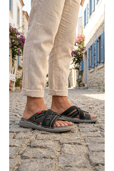 GEZER Feichtingen Men's Summer Slippers Insole Genuine Leather Comfortable So...