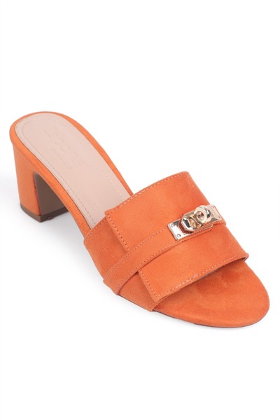 Capone Outfitters Melinde Medium Heeled Metal Buckle Single Strap Women's Sli...