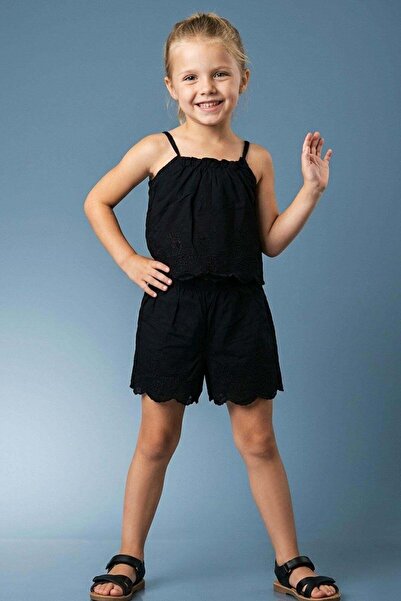 Breeze Girl's Shorts Set with String Straps and Floral Embroidery, 3-7 Years ...