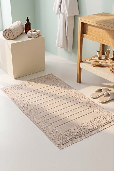 Rivaİstanbul Πετσέτα ποδιών Aflora Beige 100% βαμβακερή - 60x130 εκ.