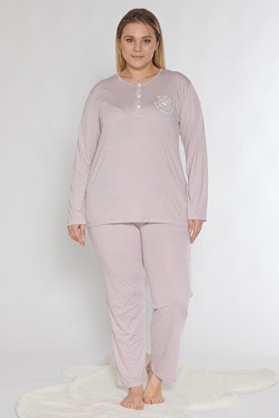Alperi Plus Size Long Sleeve Seasonal Pajama Set Viscose B790-38