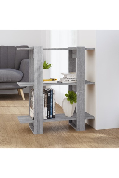 Concept Bibliotecă/Separator cameră, stejar afumat, 80x30x87 cm