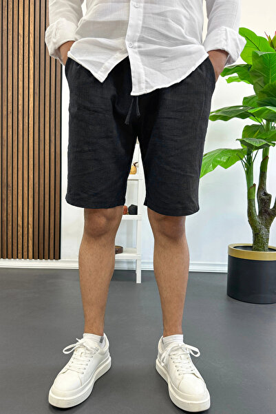Edwox Men's Linen Shorts Black Edw502