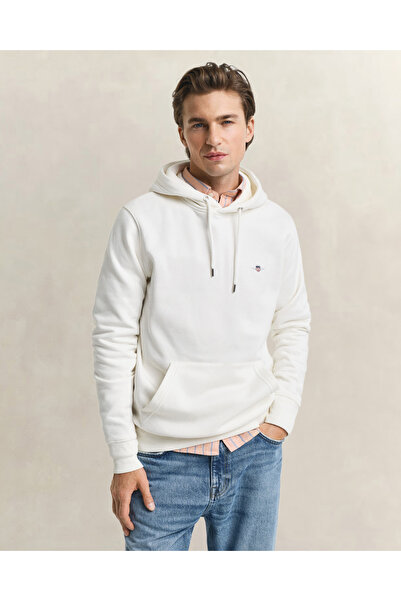 Gant Men's Cream Regular Fit Hooded Sweatshirt