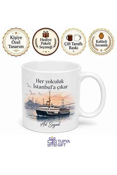 Tupya Gift İstanbul Vapur Temalı Baskılı Kupa Bardak Nostaljik Hediye Porsele...