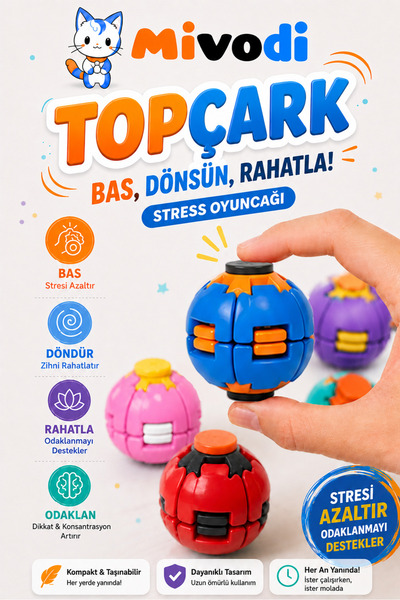 Mivodi Hobinin 3 Boyutlu Hali Topçark — Dance, Turn, Relax! Stress Toy (Blue)