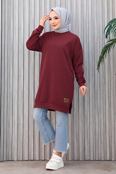 TOFİSA Armalı Yırtmaç Detaylı Vortex Tunik - 27952-BORDO