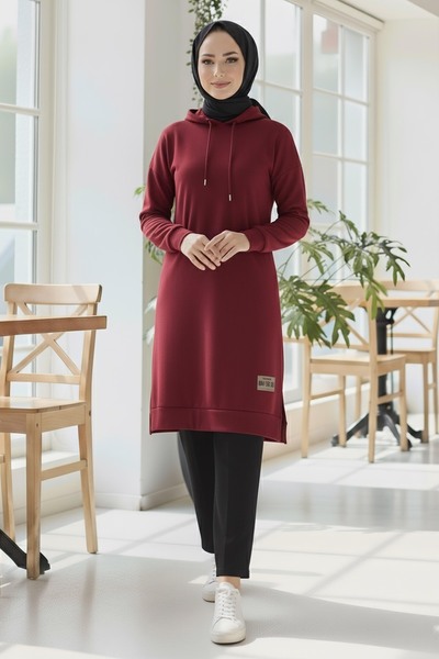 TOFİSA Tunica cu crestătură tip Vortex - 27984-BORDO