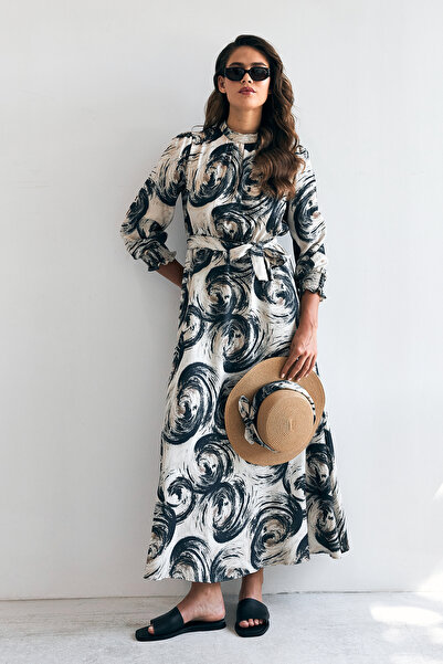 VAVİNOR Rabella Patterned Dress - Black