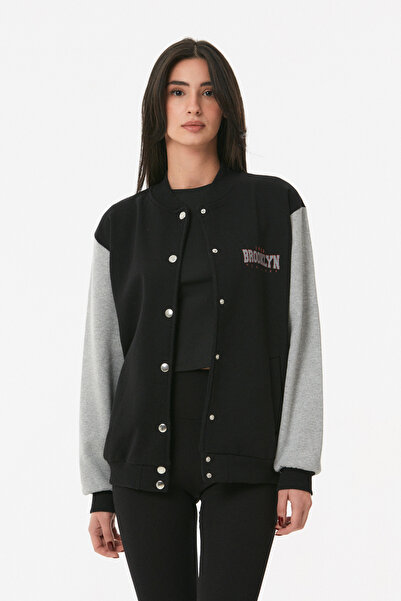 Fulla Moda Jachetă de colegiu cu imprimeu Brooklyn
