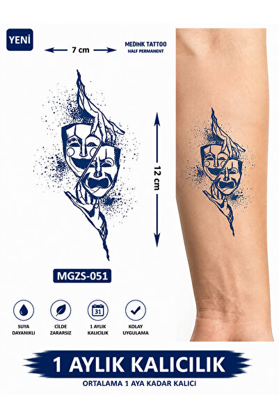 medink tattoo 1 Ay Kalıcı 24 Saat Sonra Kararan Maske Dövme Geçici Tattoo Yap...