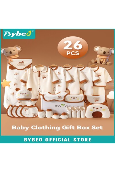 BYBEO مجموعة هدايا للمواليد الجدد مكونة من 26 قطعة، طقم ملابس وإكسسوارات للأط...