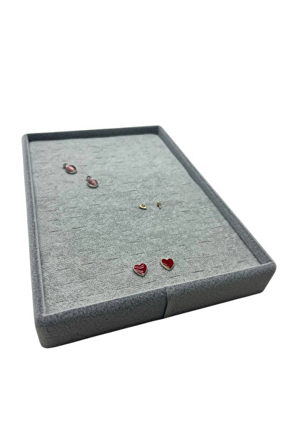 MeGass Dekor Suede Fabric Gray Color 22/14 cm Piercing - Earring Plate