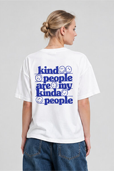 Eazy Co Eazy White Kind People Unisex Oversize Printed Short Sleeve T-shirt