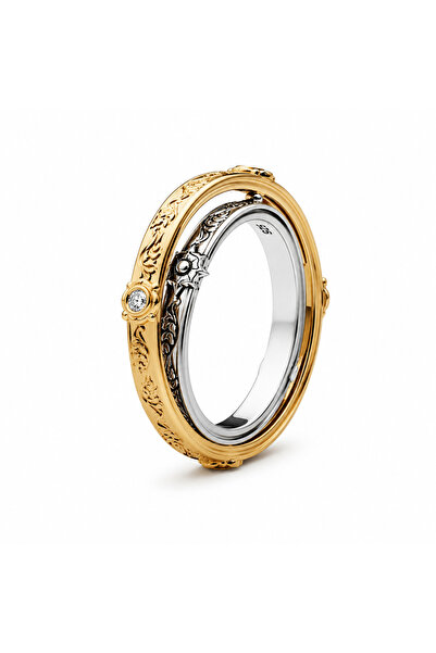 POSEİDONS JEWELLERY S925 Ayar Gümüş Dönen Usturlap Yüzük Astronomi Tasarım Çi...