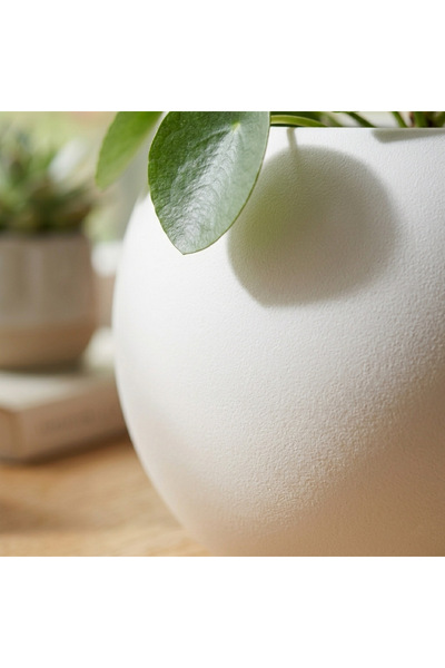 CANBOTANİK İÇ DRENAJ HAZNELİ 30 cm Yuvarlak Saksı Salon Saksı Küre Saksı 30 Cm Beyaz Saksı Plastik Saksı Çiçek Saksısı