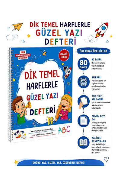 Serengeti Yeni Müfredat Güzel Yazı Defteri Büyük Boy A4 80 Sayfa 1.Sınıf
