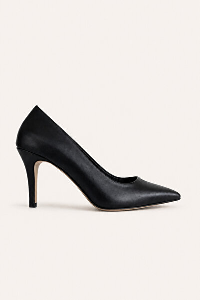 Arzillo Marilia Hakiki Siyah Deri Sivri Burun İnce Topuklu Stiletto Kadın Aya...