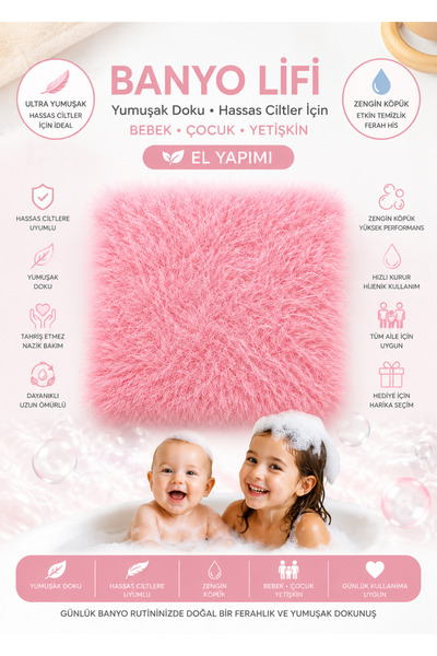Babycitytr %100 El Örmesi Bebek Banyo Lifi Yumuşak Dokulu Hassas Ciltler İçin...