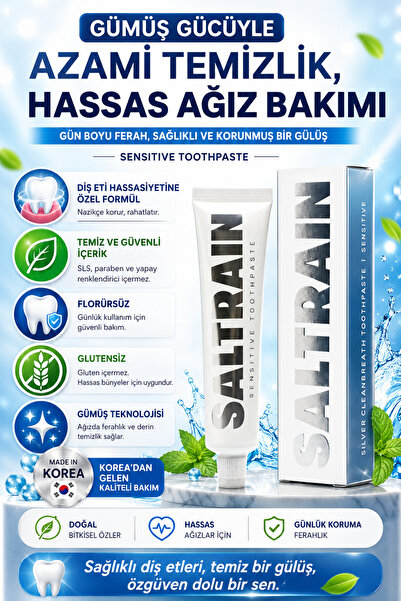 SALTRAIN Kore Diş Macunu 100 gr-Hassasiyet Giderici Florsuz-Glutensiz-Temiz İ...