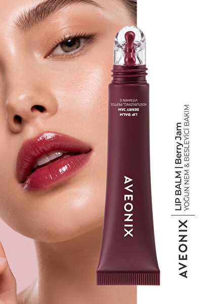AVEONIX Cam Görünümlü Dudak Parlatıcısı Lip Balm Berry Jam | Yoğun Nem | E Vi...