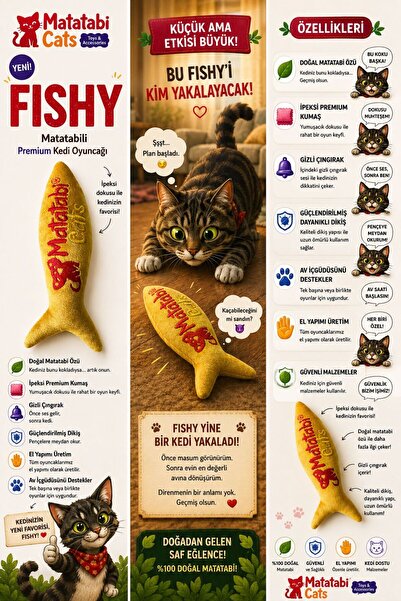 Generic Brand Matatabi Cats Plush Cat Toy with Fishy Sound 13.5 Cm - With Mat...
