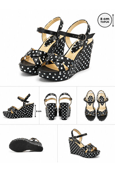 DYG STORE Polka Dot Crossed Strap Padded Women's Sandals