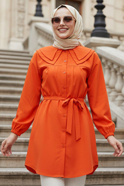 N.S NEVA STYLE Buttoned Orange Hijab Tunic 20228t