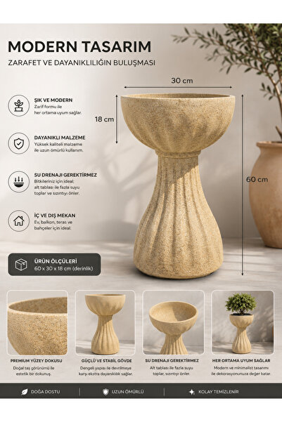 DEKA FORM PILISE - BETON GÖRÜNÜMLÜ DEKORATİF SAKSI