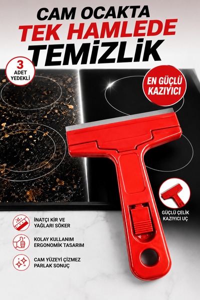 VENON 3 YEDEKLİ ||| Cam Kazıma Aparatı Leke Ocak Mermer Kazıma Temizleme Her ...